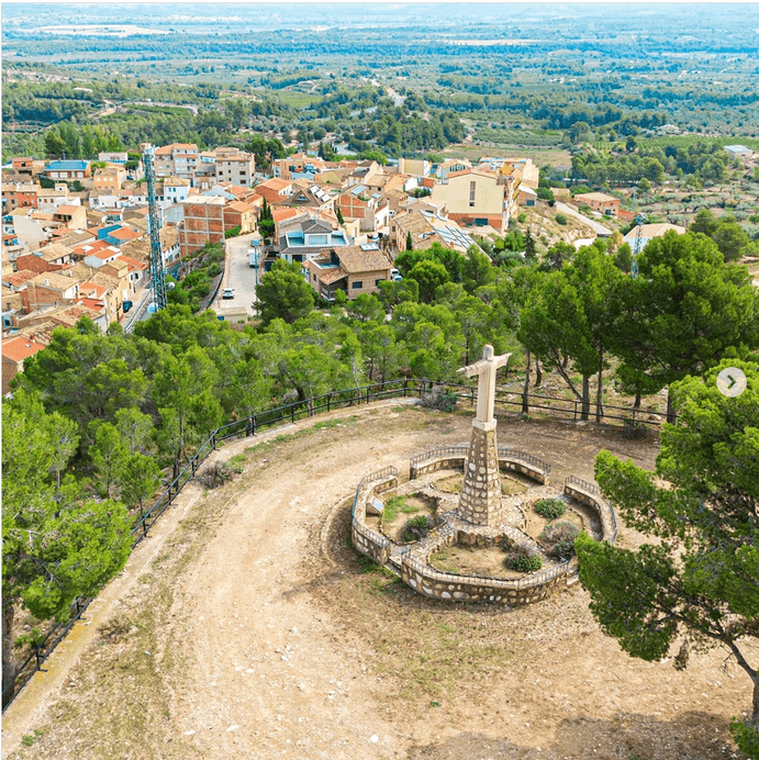 Vista aèria de Rasquera des del mirador de Sant Domingo
